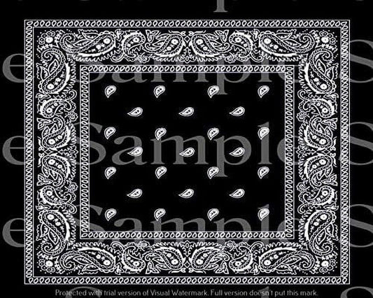 Black Paisley Bandanna Birthday Edible Icing Image Cake Topper, by Tnct.