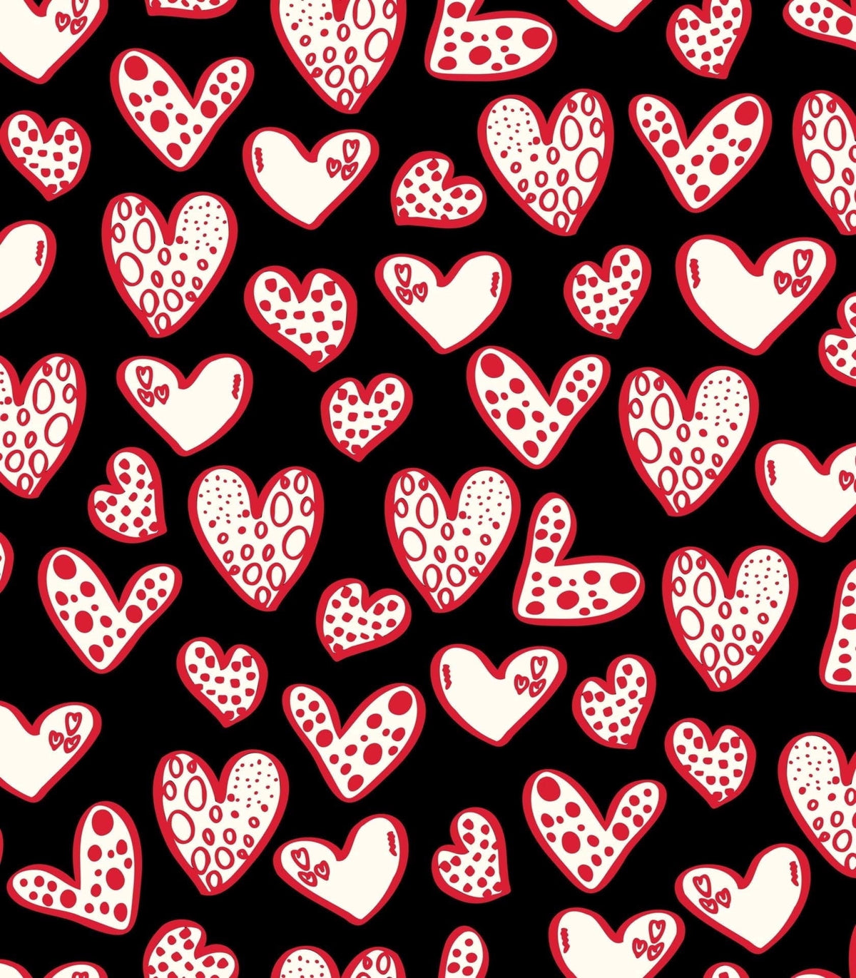 Black, Red & White Heart Pattern Edible Icing Image Cake Topper, by Tnct.