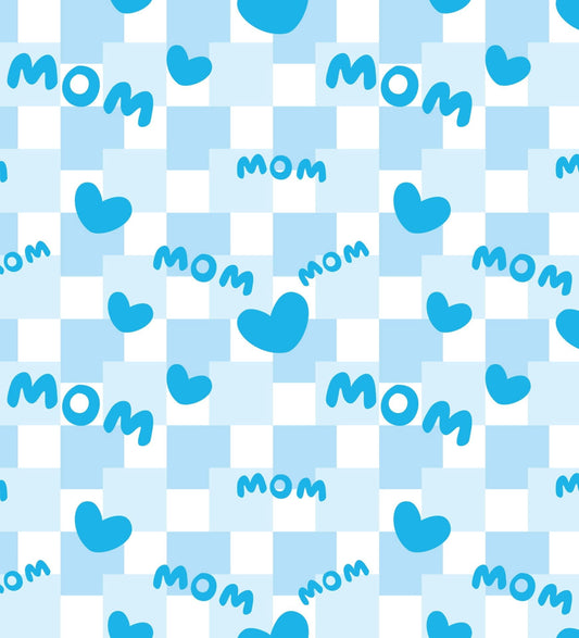 Blue Checkered Mom Pattern Edible Image Cake Border Strips, by Tnct. (1 Count)