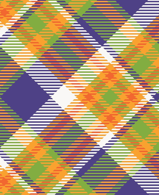 Blue, Green & Orange Scottish Tartan Plaid Pattern Edible Icing Image Cake Topper, by Tnct.