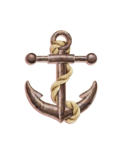 Brown Anchor & Rope Birthday Edible Icing Image Cake Topper, by Tnct.
