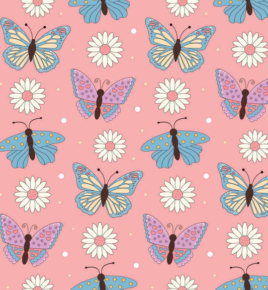 Butterflies & Daisies Pattern Edible Icing Image Cake Topper, by Tnct.