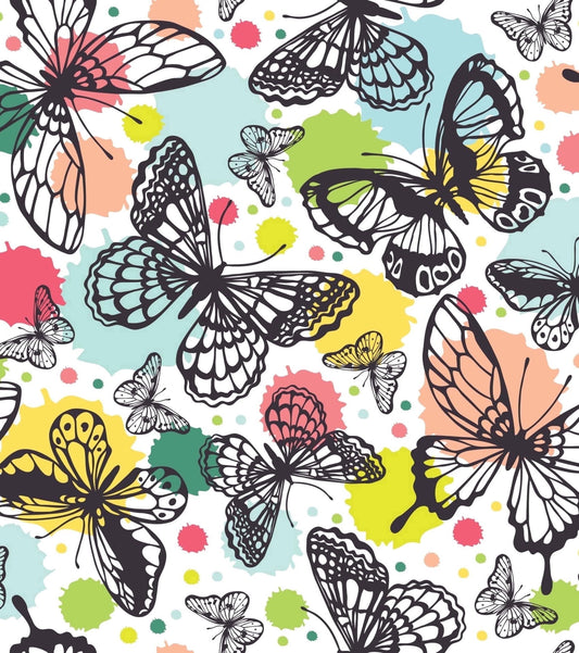 Butterfly & Polka Dot Abstract Pattern Edible Icing Image Cake Topper, by Tnct.