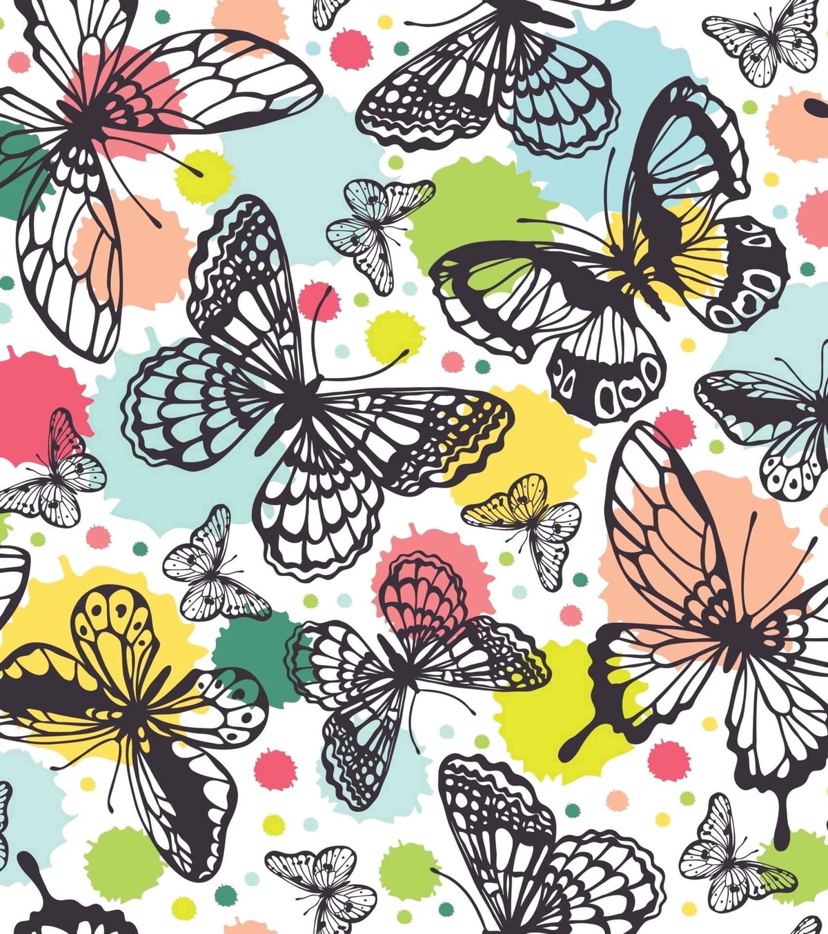Butterfly & Polka Dot Abstract Pattern Edible Icing Image Cake Topper, by Tnct.