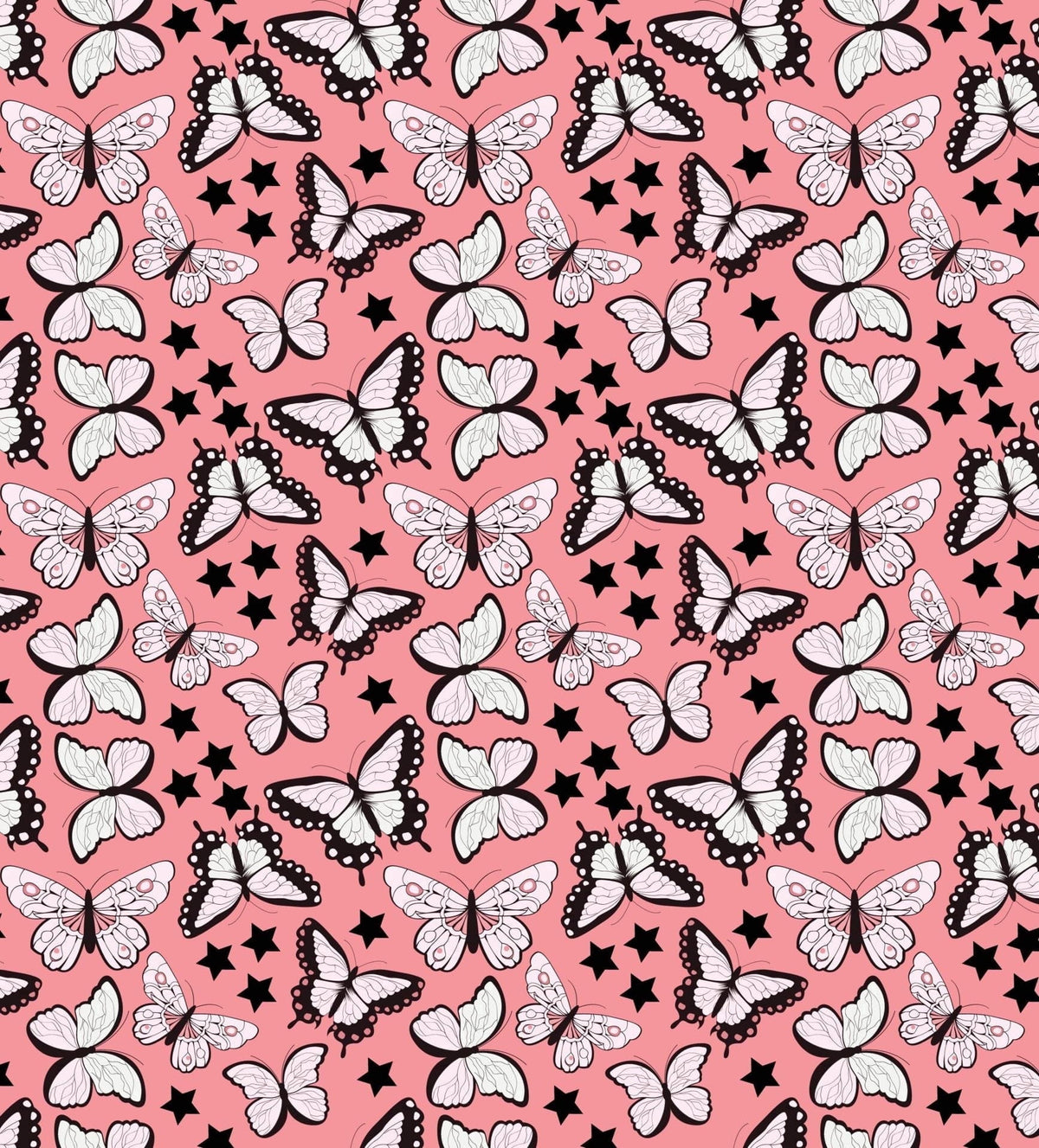 Butterfly & Stars Pink, Black & White Pattern Edible Icing Image Cake Topper, by Tnct.