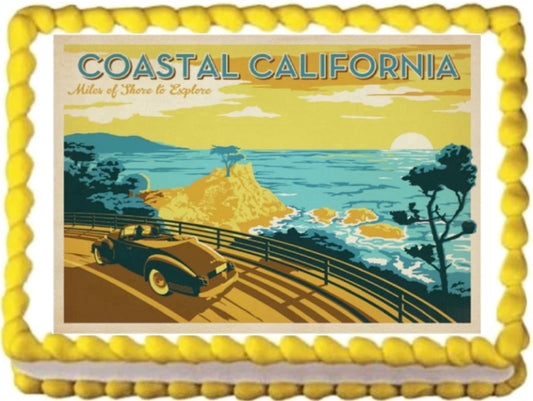 California Coastal Living Edible Frosting Sheet Cake Topper, by TNCT