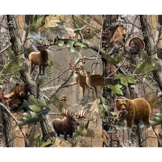Camo Hunting Deer Bear Elk Turkey Birthday Edible Icing Image Cake Topper, by Tnct.
