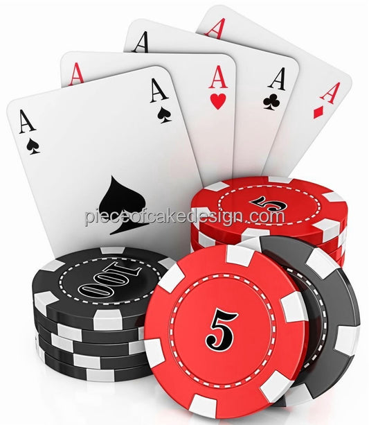 Casino Aces and Poker Chips Birthday Topper 1/4 sheet