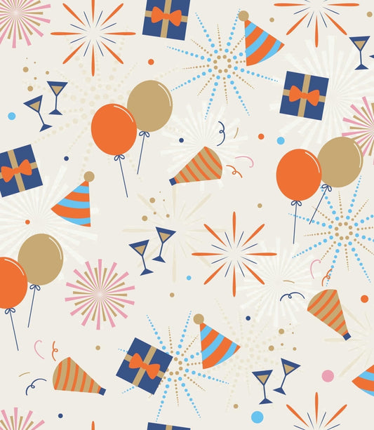Celebration Martini Glasses, Balloons & Confetti Pattern Edible Icing Image Cake Topper, by Tnct.