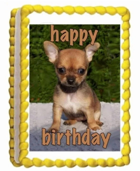 Chihuahua Puppy Edible Image Icing Cake Topper for Quarter Sheet Cake, by TNCT