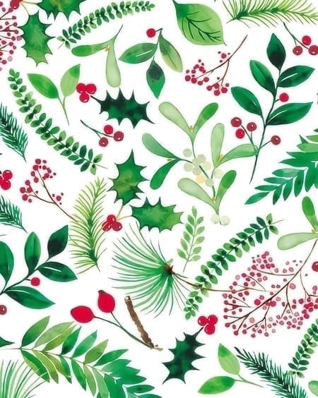 Christmas Holly Festive Pattern Edible Icing Image Cake Topper, by Tnct.