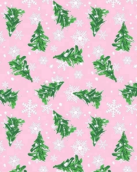 Christmas Tree & Snowflake Pink Winter Pattern Edible Icing Image Cake Topper, by Tnct.