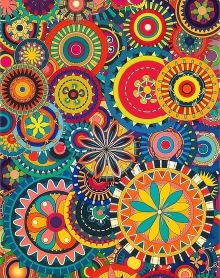 Colorful Kaleidoscope Circular Pattern Edible Icing Image Cake Topper, by Tnct.