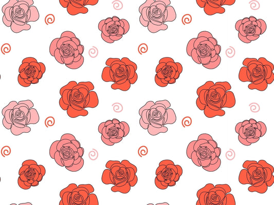 Coral & Pink Color Roses Pattern Edible Icing Image Cake Topper, by Tnct.