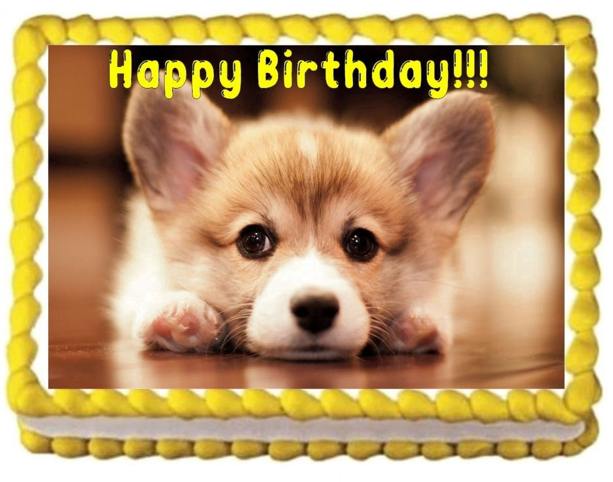 Corgi Puppy Image Edible Cake Topper Frosting Sheet