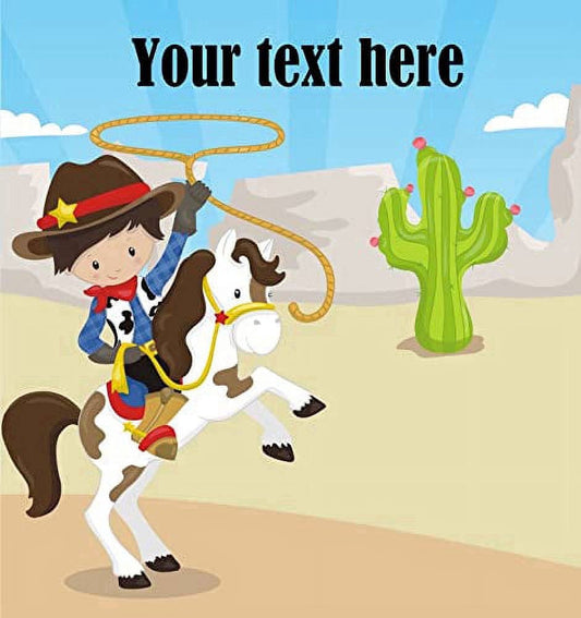 Cowboy Edible Image Icing Cake Topper for Quarter Sheet Cake, by TNCT
