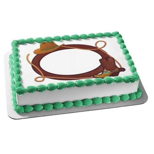 Cowboy Hat Boots Lasso Rope Birthday Edible Icing Image Cake Topper, by Tnct.
