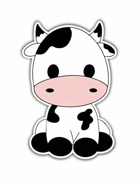 Cute Black and White Dairy Cow Birthday Edible Icing Image Cake Topper, by TNCT