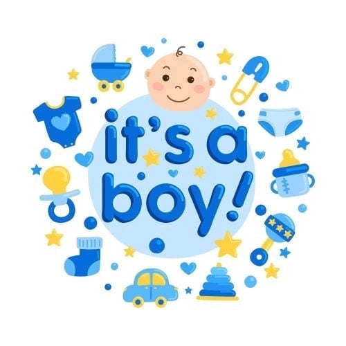 Cute Blue & Yellow it's a Boy Baby Shower Edible Icing Image Cake Topper, by Tnct.