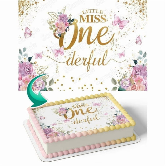 Cute Little Miss onederful Happy Birthday Edible Icing Image Cake Topper, by TNCT