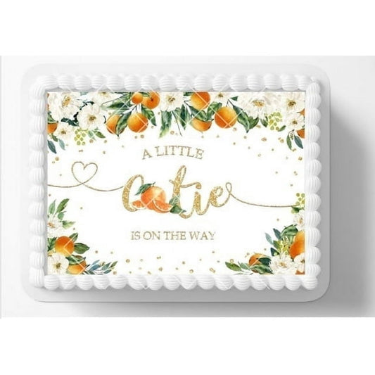 Cutie on the Way Cuties Oranges Baby Shower Edible Icing Image Cake Topper, by TNCT