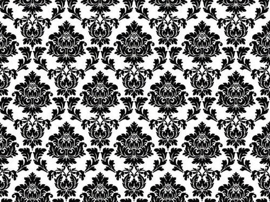 Damask Black on White Background Edible Image Icing Cake Topper for Quarter Sheet Cake, by TNCT