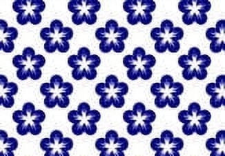 Dark Blue and White Flower Edible Cake & Cupcake Image Decoration Frosting Sheet
