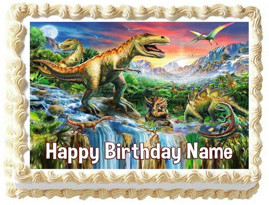 Dinosaur Themed Edible Image Cake Topper, by Tnct.