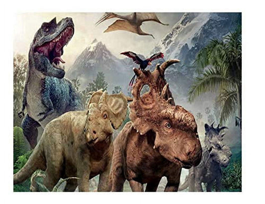 Dinosaurs Edible Image Icing Cake Topper for Quarter Sheet Cake, by TNCT