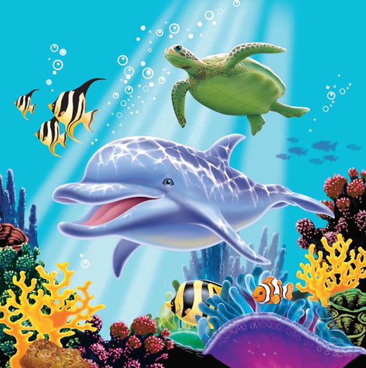 Dolphin Under the Sea Edible Cake Topper Image Cupcakes Ocean Baby Shower Edible