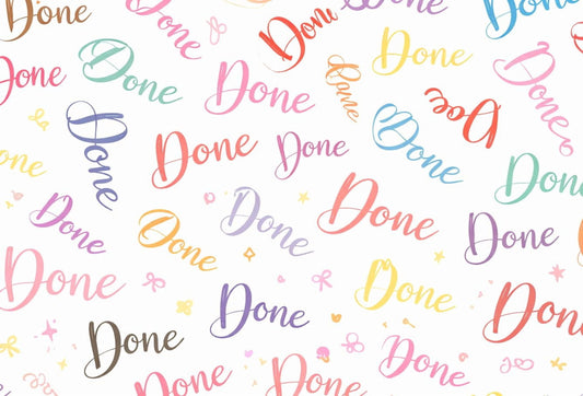Done Text Pattern in Multiple Colors Edible Chocolate Transfer Sheet, by Tnct. (1 Count)
