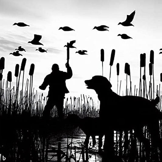 Duck Hunter with retriever dog Edible Image Icing Cake Topper for Quarter Sheet Cake, by Tnct.
