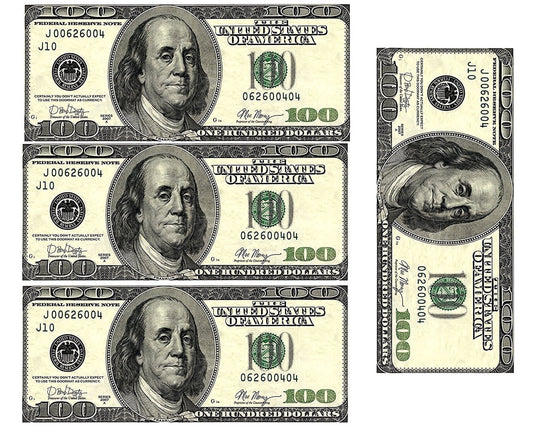 TNCT Edible 100 Dollar Bills Frosting Sheet, Real Looking, Multicolor, 1 Count