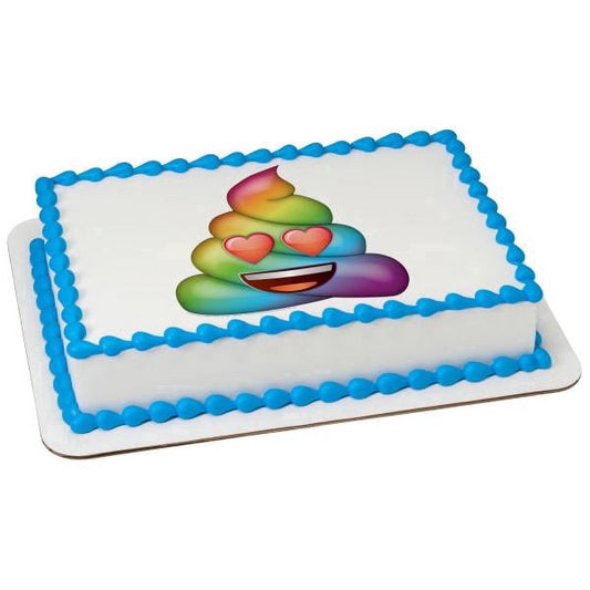 Emoji Rainbow Love Poo Heart Eyes Birthday Edible Icing Image Cake Topper, by Tnct.