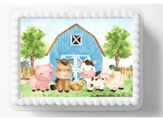 Farm Barnyard Animals Baby Shower Edible Image Cake Topper, By TNCT's Designs
