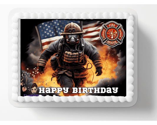 Fire Academy Graduate Edible Image Fireman Birthday Party Edible Cake Topper You Apply To Your Own Cake