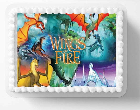 Fire Wings Dragons Mystical Birthday Edible Icing Image Cake Topper, by Tnct.
