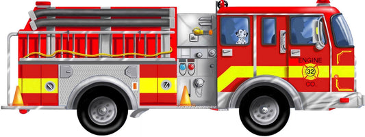 Firetruck Edible Image Icing Cake Topper for Quarter Sheet Cake, by TNCT