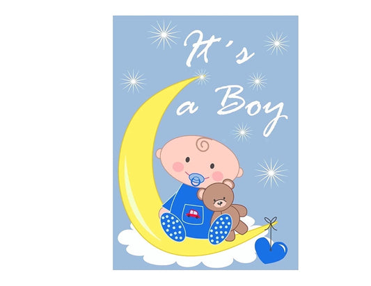 Gender Reveal it’s a Boy Edible Image Icing Cake Topper for Quarter Sheet Cake, by TNCT