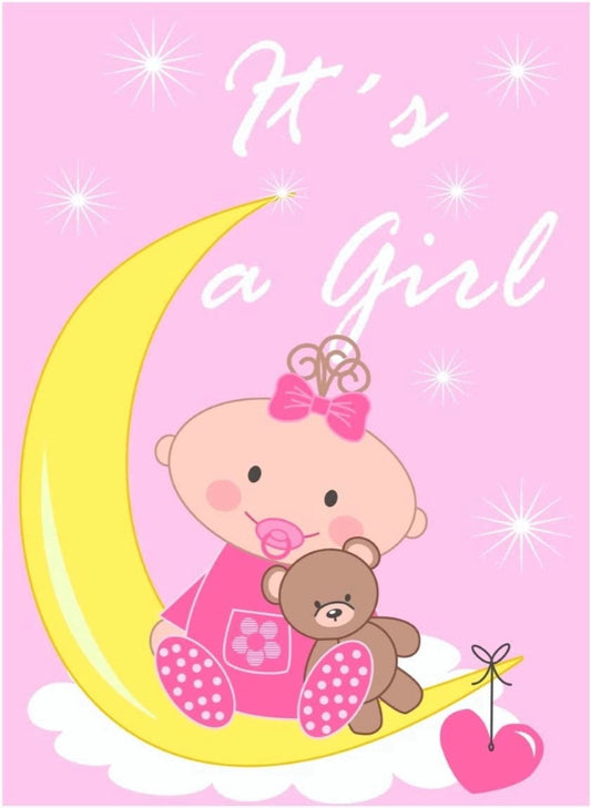 Gender Reveal it's a Girl Edible Image Icing Cake Topper for Quarter Sheet Cake, by TNCT