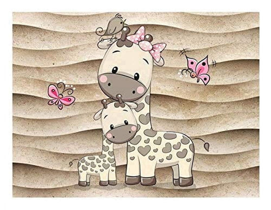 Giraffe & Butterfly Edible Icing Image Cake Topper, by Tnct.