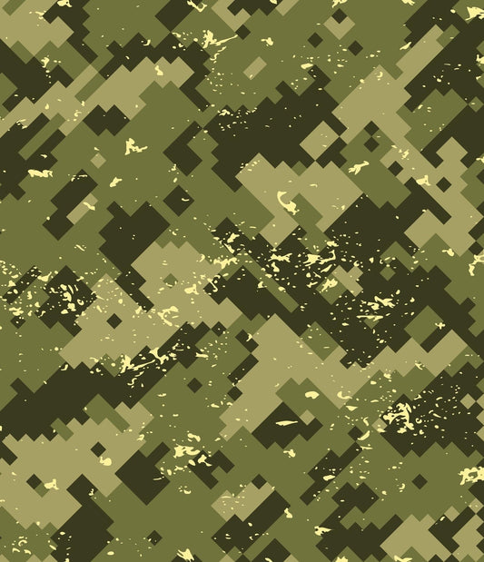 Green Pixelated Camoflauge Pattern Edible Image Photo Cake Topper For Quarter Sheet Cake