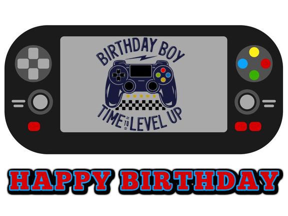 5" Round Pre-Cut Multicolor Birthday Boy Gamer Controller Edible Image Cake Topper, by Tnct. (2 Count)