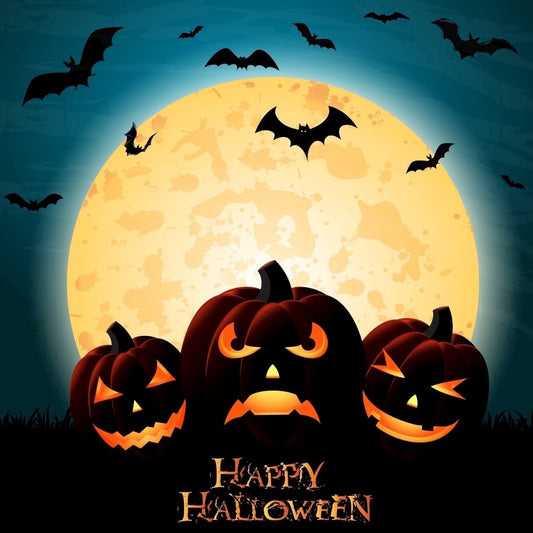 Halloween Pumpkins Full Moon Bats Happy Halloween Edible Icing Image Cake Topper, by Tnct.