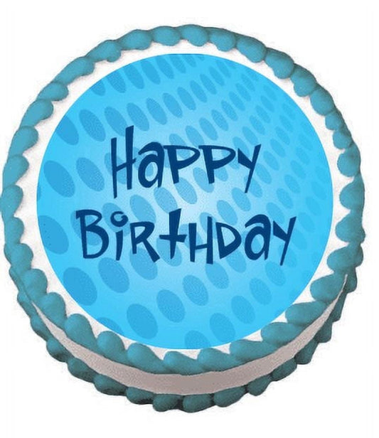 Happy Birthday Edible Frosting Sheet Photo Image Cake Topper - Blue