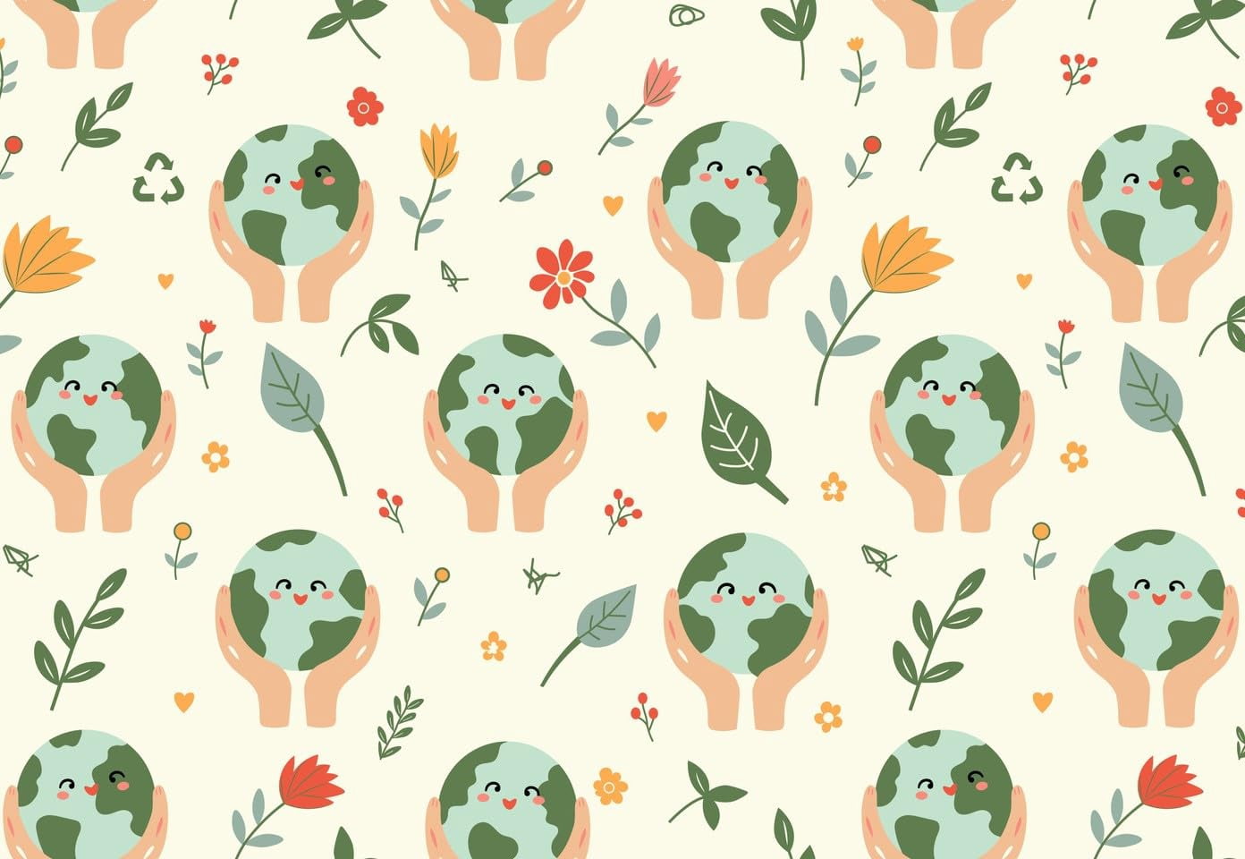 Happy Earth Day Hands Holding Earth Pattern Edible Image Cake Border Strips, by Tnct. (1 Count)