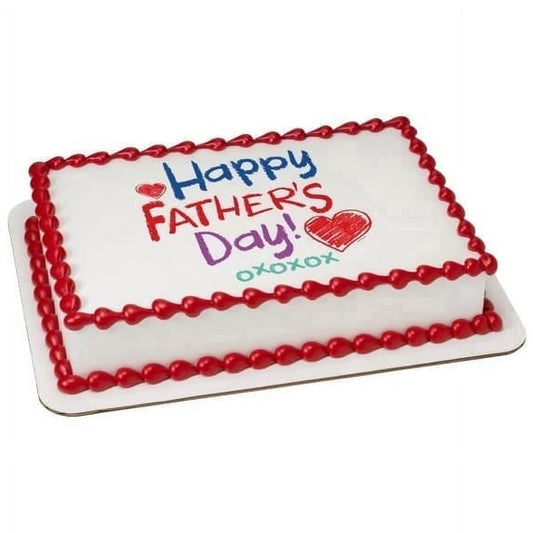 Happy Father's Day Crayon Edible Icing Image Cake Topper, by Tnct.