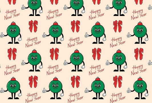 Happy New Year Ornament Pattern Chocolate Transfer Edible Sheet, by Tnct.