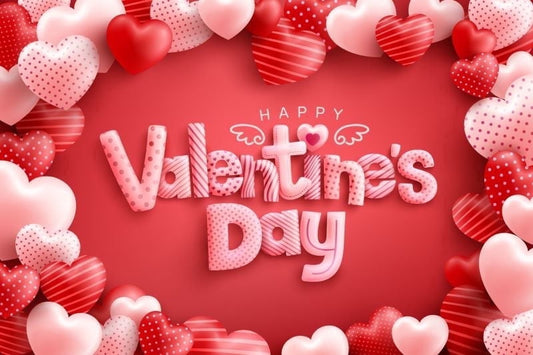 Happy Valentines Day Red & Pink Hearts Design Edible Icing Image Cake Topper, by Tnct.