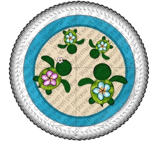 Hawaiian Sea Turtle Family Edible Icing Image Cake Topper, by Tnct.